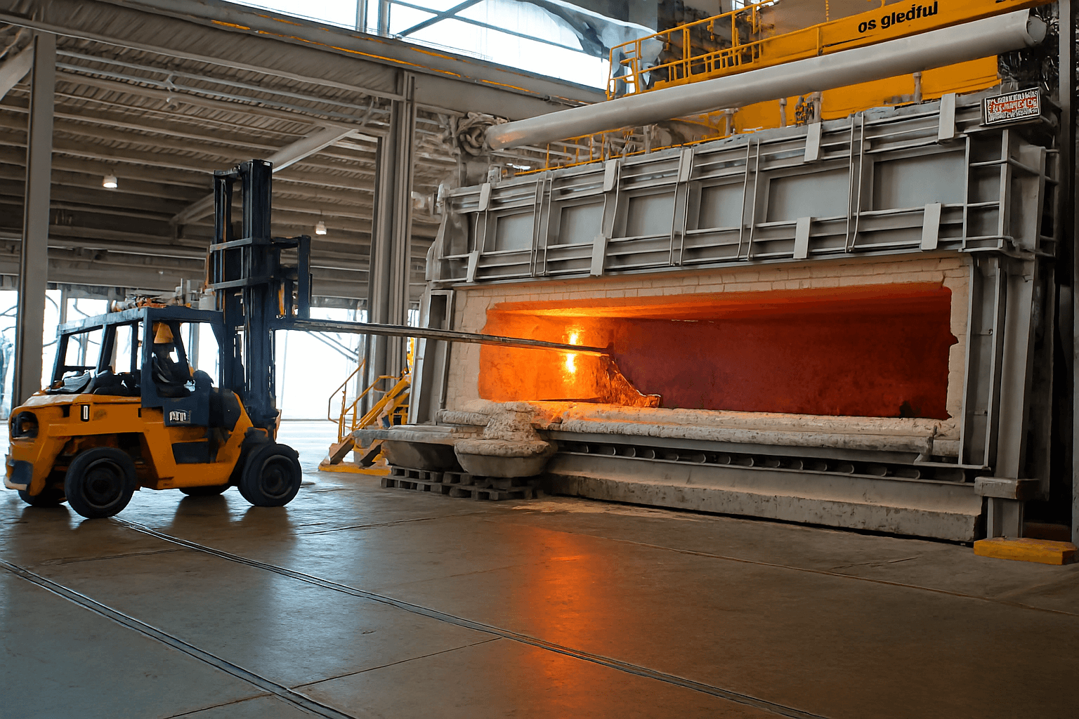 Forklift at aluminum furnace