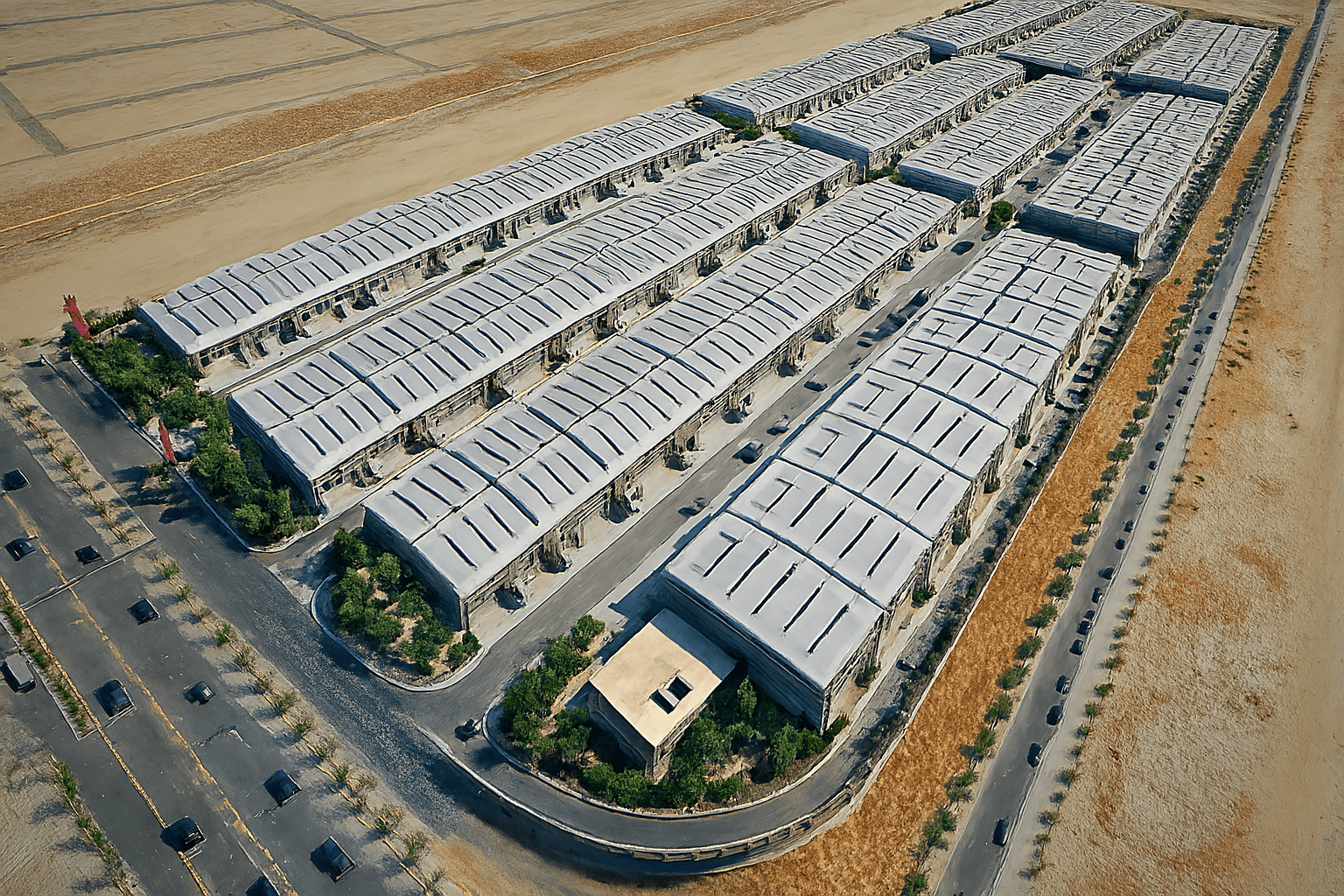 Desert industrial warehouse