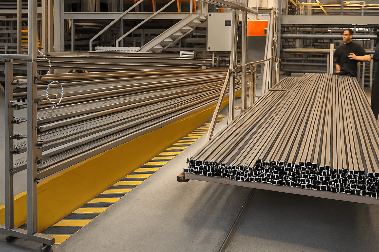 Industrial metal tube storage