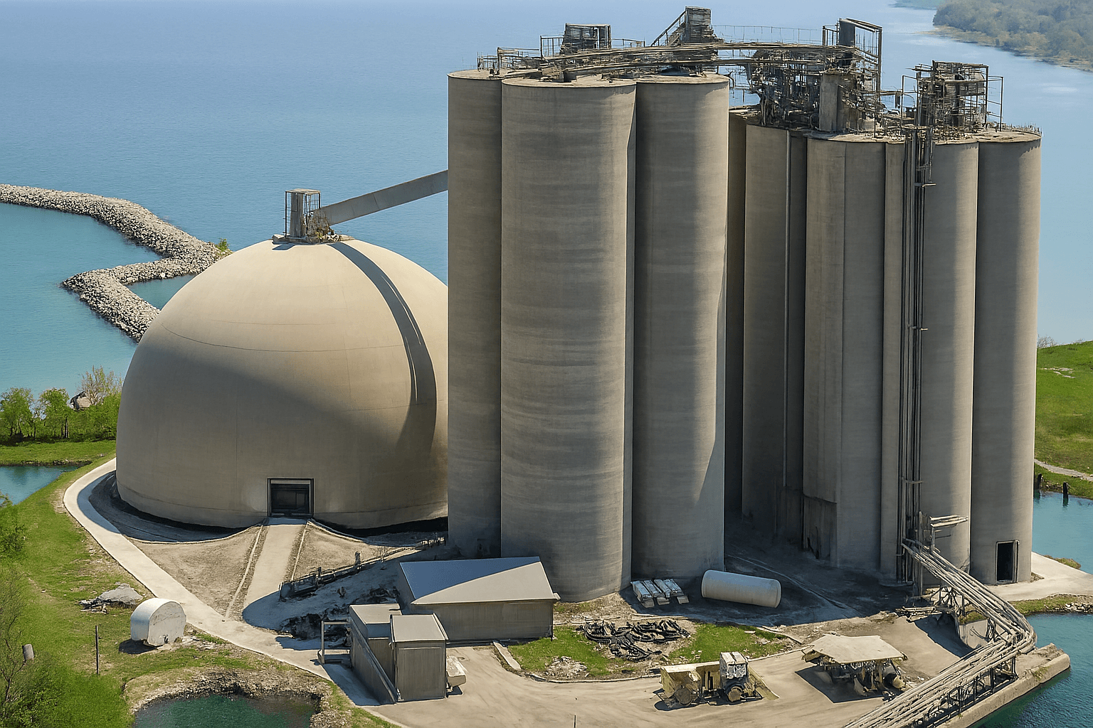 Waterfront cement storage